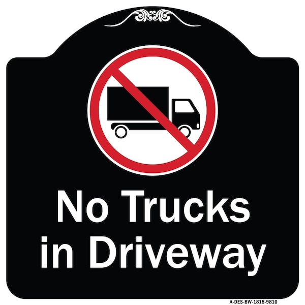 Designer Series-No Trucks In Driveway With Graphic Black & White, 18" x 18", BW-1818-9810